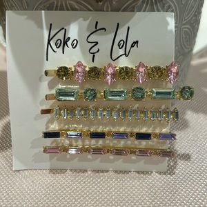 Swarovski Crystal 5 Piece Colored gold hair slide set